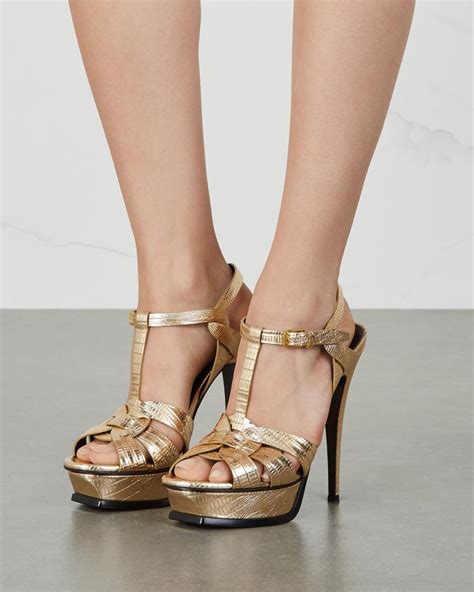 ysl tribute gold sandal|celebrities wearing ysl tribute sandals.